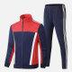 Men's Athletic Workout Splicing Colorblock Stand Neck Zip Jacket & Elastic Waist Ankle Length Pants 2 Piece Set 53626# Red Clothing Wholesale Market -LIUHUA