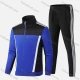 Wholesale Men's Athletic Workout Splicing Colorblock Stand Neck Zip Jacket & Elastic Waist Ankle Length Pants 2 Piece Set 53626# Blue Clothing Wholesale Market Liuhua