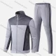Wholesale Men's Athletic Workout Splicing Colorblock Stand Neck Zip Jacket & Elastic Waist Ankle Length Pants 2 Piece Set 53626# Gray Clothing Wholesale Market Liuhua