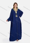 Wholesale Women's Elegant Muslim Islamic Embroidery Tassel Long Sleeve V Neck Floor Length Abaya Robe Dress ZRSF-49# - Liuhuamall