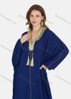 Wholesale Women's Elegant Muslim Islamic Embroidery Tassel Long Sleeve V Neck Floor Length Abaya Robe Dress ZRSF-49# - Liuhuamall