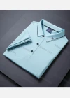 Wholesale Unisex Casual Slim Fit Short Sleeve Striped Trim Button Front Polo Shirts - Liuhuamall