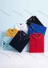 Wholesale Unisex Casual Slim Fit Short Sleeve Striped Trim Button Front Polo Shirts - Liuhuamall