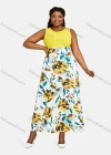 Wholesale Women's Sleeveless High Waist Splicing Floral Print Maxi Tank Dress 28141# - Liuhuamall