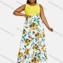 Wholesale Women's Sleeveless High Waist Splicing Floral Print Maxi Tank Dress 28141# preview