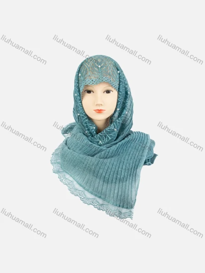 Wholesale Women's Casual Lace Long Arabic Muslim Hijab Turban Scarf