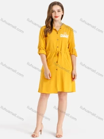 Wholesale Women's Casual Buttons Down Long Sleeve Drawstring Hooded Short Dress, LIUHUA CLOTHING WHOLESALE