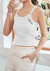 Wholesale Women's Casual Plain Letter Scoop Neck Crop Cami Top B089# - Liuhuamall