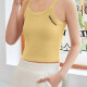 Women's Casual Plain Letter Scoop Neck Crop Cami Top B089# Yellow Clothing Wholesale Market -LIUHUA