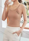 Wholesale Women's Casual Plain Letter Scoop Neck Crop Cami Top B089# - Liuhuamall