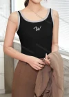Wholesale Women's Casual Plain Letter Scoop Neck Contrast Tank Top B130# - Liuhuamall