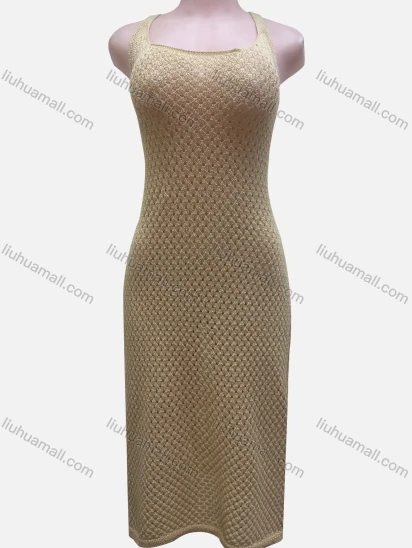 Wholesale Women's Vacation Plain Hollow Out Splicing Cover Up Tank Dress L2611#