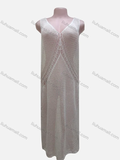 Wholesale Women's Vacation Plain Hollow Out Splicing Cover Up Tank Dress L2612#