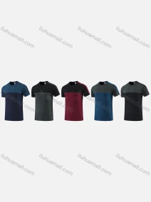 Wholesale Men's Casual & Sporty Quick Dry Splicing Colorblock Round Neck Short Sleeve Athletic Tee 2806#, LIUHUA CLOTHING WHOLESALE