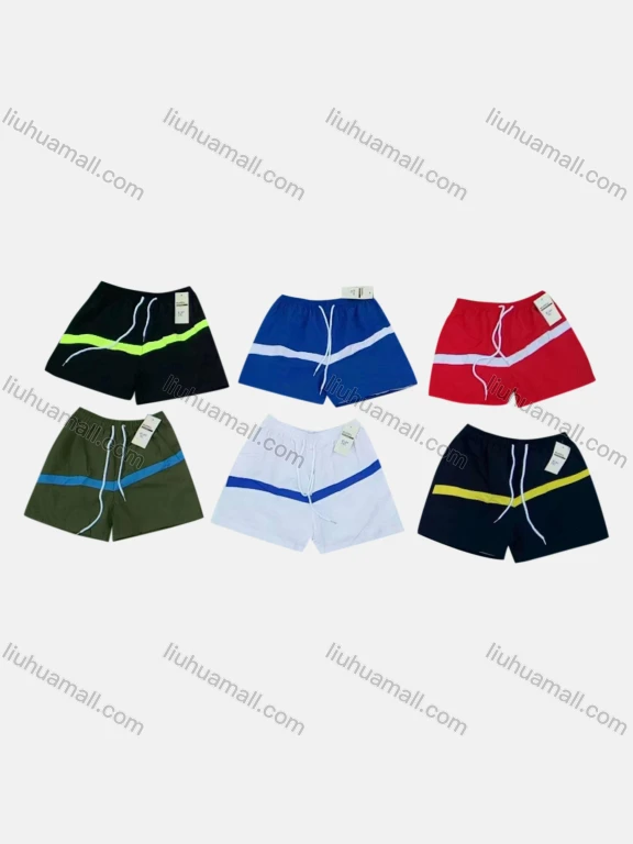 Wholesale Men's Swim Trunks Quick Dry Striped Drawstring Beach Shorts