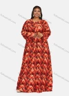 Wholesale Women's Vintage Plus Size Crew Neck Lantern Sleeve Geometric Print Maxi Dress - Liuhuamall