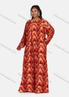 Wholesale Women's Vintage Plus Size Crew Neck Lantern Sleeve Geometric Print Maxi Dress - Liuhuamall