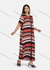 Wholesale Women's Casual Short Sleeve Button Down Colorful Striped Floral Print Maxi Dress - Liuhuamall
