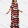 Wholesale Women's Casual Short Sleeve Button Down Colorful Striped Floral Print Maxi Dress preview
