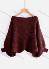 Wholesale Women's Plain Loose Fit Lantern Sleeve Hollow Out Sweater - Liuhuamall