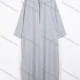 Wholesale Men's Casual Embroidered Neckline Long Sleeve Thobe Gray Clothing Wholesale Market Liuhua
