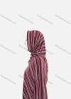 Wholesale Women's Autumn Red Striped Hijab Scarf - Liuhuamall