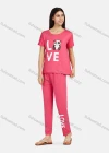 Wholesale Women's Lounge Comfy Short Sleeve Letter Panda Graphic T-shirt & Pant Pajama Sets - Liuhuamall
