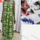 Wholesale Women's Casual Allover Print Argyle V Neck Woven Maxi Tank Dress 2409451# Green Clothing Wholesale Market Liuhua