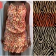 Wholesale Women's Casual Allover Print Crew Neck Shirred Ruffle Hem Woven Short Halter Dress K1673# Orange Clothing Wholesale Market Liuhua