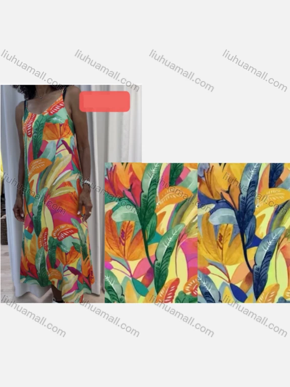 Wholesale Women's Casual Plants Print Spaghetti Strap Woven Maxi Cami Dress V5264#