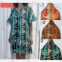 Wholesale Women's Casual Leaf Print V Neck Ruched Ruffle Hem Short Sleeve Woven Knee Length Dress V5418# preview