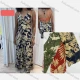 Wholesale Women's Casual Plants V Neck Backless Woven Maxi Halter Dress V5432# Navy Clothing Wholesale Market Liuhua