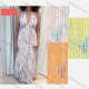 Wholesale Women's Casual Abstract Print Deep V Neck Woven Maxi Halter Dress V5433# Light Pink Clothing Wholesale Market Liuhua
