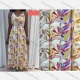 Wholesale Women's Casual Leaf Print V Neck Drawstring Woven Maxi Cami Dress V5435# White Clothing Wholesale Market Liuhua