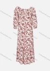 Wholesale Women's Casual Bateau Neck 3/4 Sleeve Floral Print Single Breasted Midi Dress 271315# - Liuhuamall