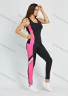 Wholesale Women's Athletic Colorblock Hood Zipper Jacket Workout 3 Piece Set - Liuhuamall