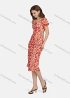 Wholesale Women's Casual Slim Fit Bateau Neck Floral Print Ruffle Hem Midi Dress 28461# - Liuhuamall