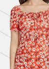 Wholesale Women's Casual Slim Fit Bateau Neck Floral Print Ruffle Hem Midi Dress 28461# - Liuhuamall