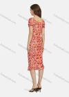 Wholesale Women's Casual Slim Fit Bateau Neck Floral Print Ruffle Hem Midi Dress 28461# - Liuhuamall