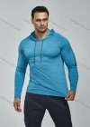 Wholesale Men's Athletic Workout Drawstring Long Sleeve Fitness Hoodie F21801# - Liuhuamall