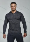 Wholesale Men's Athletic Workout Drawstring Long Sleeve Fitness Hoodie F21801# - Liuhuamall