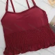 Wholesale Women's Casual Plain Spaghetti Strap Shirred Lettuce Trim Built-in Bra Lingerie F85# Red Clothing Wholesale Market Liuhua