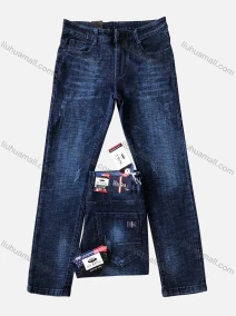 Wholesale Men's Comfort Button Zipper Pockets Labelled Plain High Stretch Jean 6682#, LIUHUA CLOTHING WHOLESALE