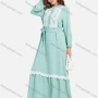 Wholesale Women's Casual Plain Ruched Plain Guipure Lace Button Front Maxi Dress With Belt preview