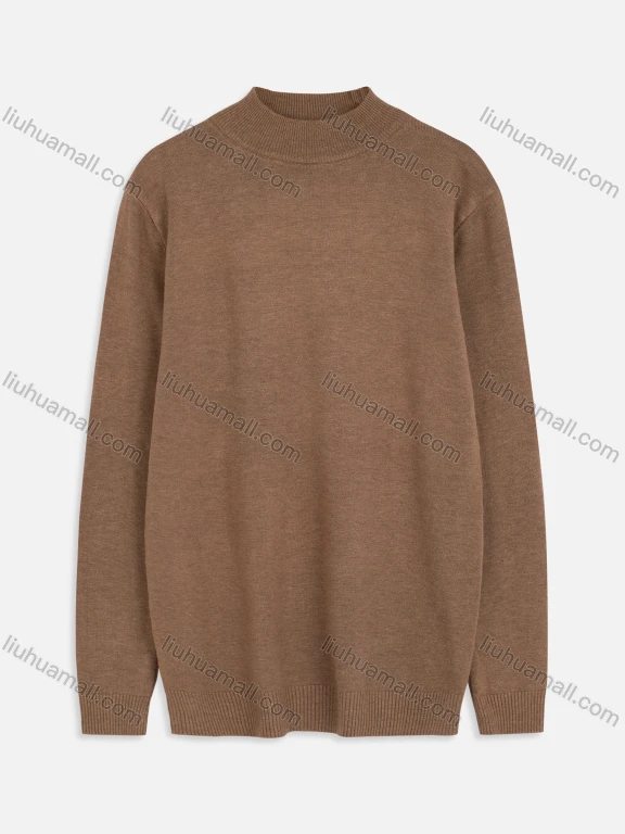 Wholesale Men's Round Neck Long Sleeve Plain Knitting Pullover Sweater
