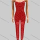 Wholesale Women's Fashion Allover Rhinestone Print Bodycon Spaghetti Strap Jumpsuit FD307# Red Clothing Wholesale Market Liuhua