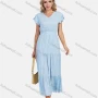 Wholesale Women's Casual V Neck Elastic Waist Floral Print Ruffle Sleeve Maxi Dress preview