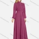 Wholesale Women's Plain Tie Front Zipper Back Long Sleeve Mock Neck Maxi Dress 2# Clothing Wholesale Market Liuhua