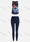 Wholesale Women's Sporty Breathable Quick Dry Letter Tank Top & High Waist Leggings 2 Piece Yoga Workout Outfits 1008#&1012# - Liuhuamall