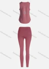 Wholesale Women's Sporty Breathable Quick Dry Geometric Tank Top & High Waist Leggings 2 Piece Yoga Workout Outfits 1008#&1017# - Liuhuamall